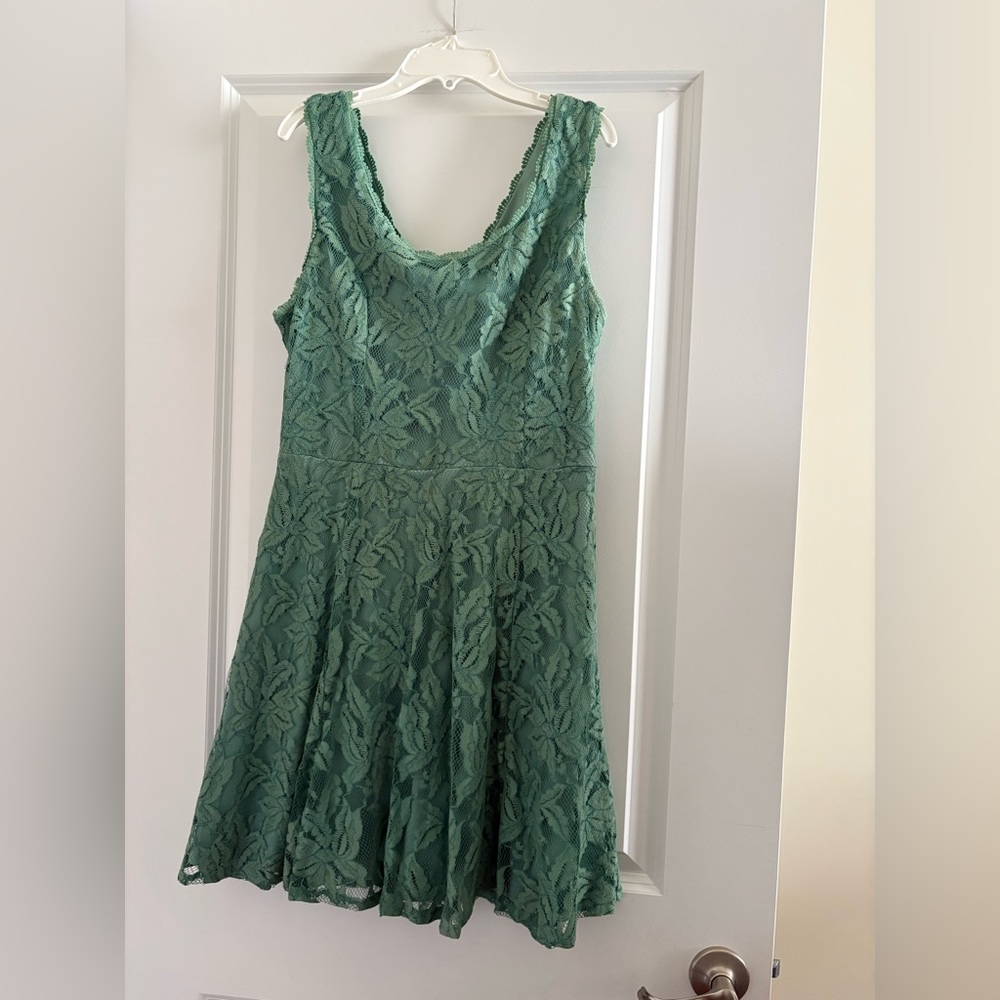 Alga Green Lace Mid Thigh Large Dress